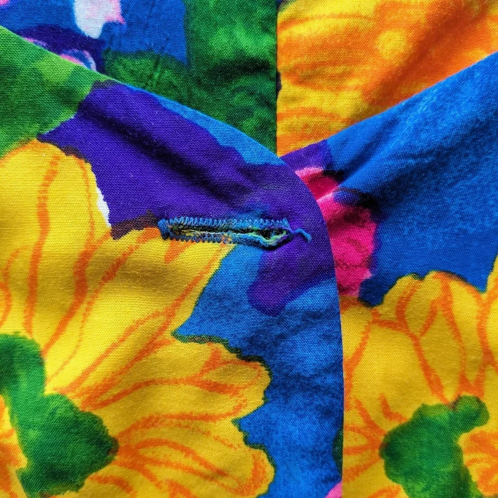 Handmade Vintage 70s Psychedelic Floral Palazzo Jumpsuit XS Mod Wide Leg